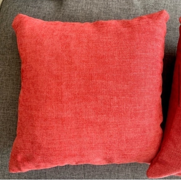 Set of 2 Solid Decorative Pillows and Shams Red Pink Accent Decor - Picture 2 of 11